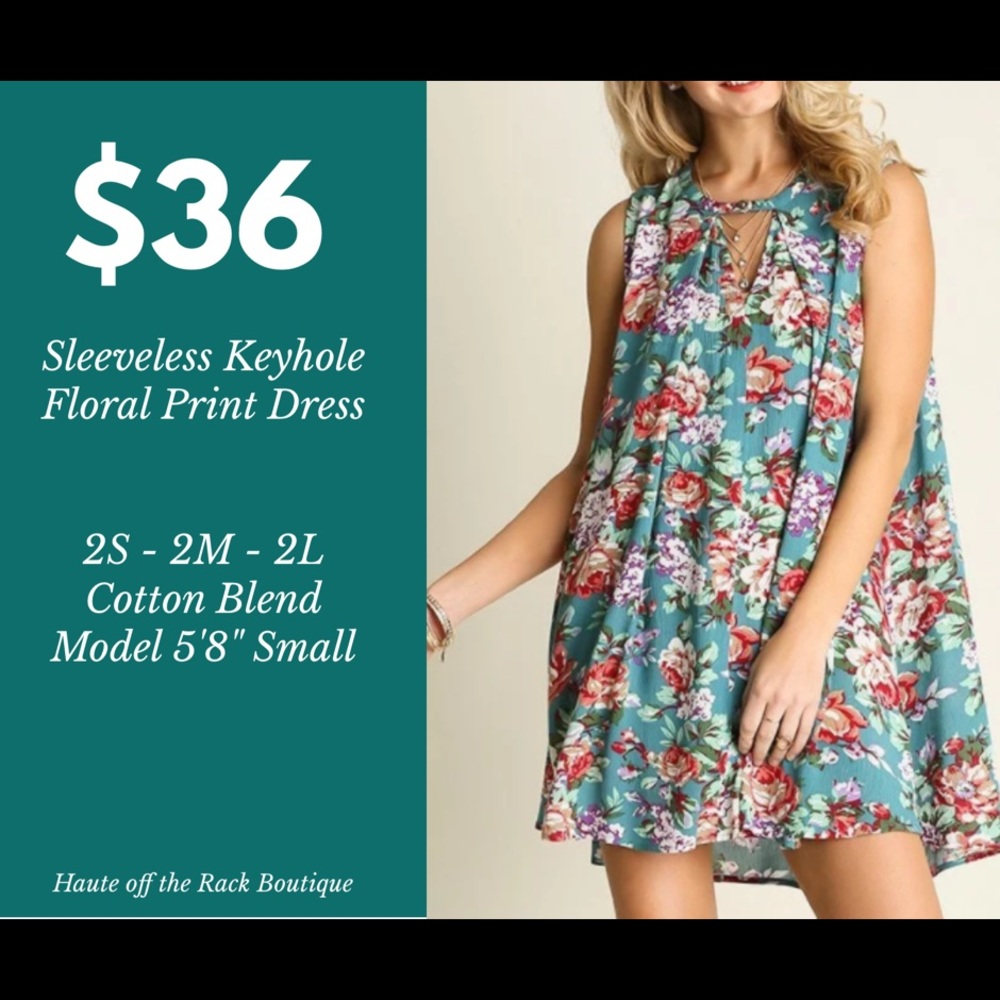 Sleeveless Keyhole Front Floral Dress