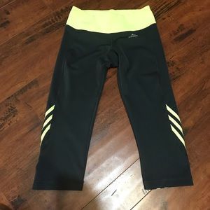 Adidas cropped leggings grey/yellow size M