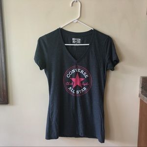 Grey V-Neck Converse Short-Sleeved T-Shirt