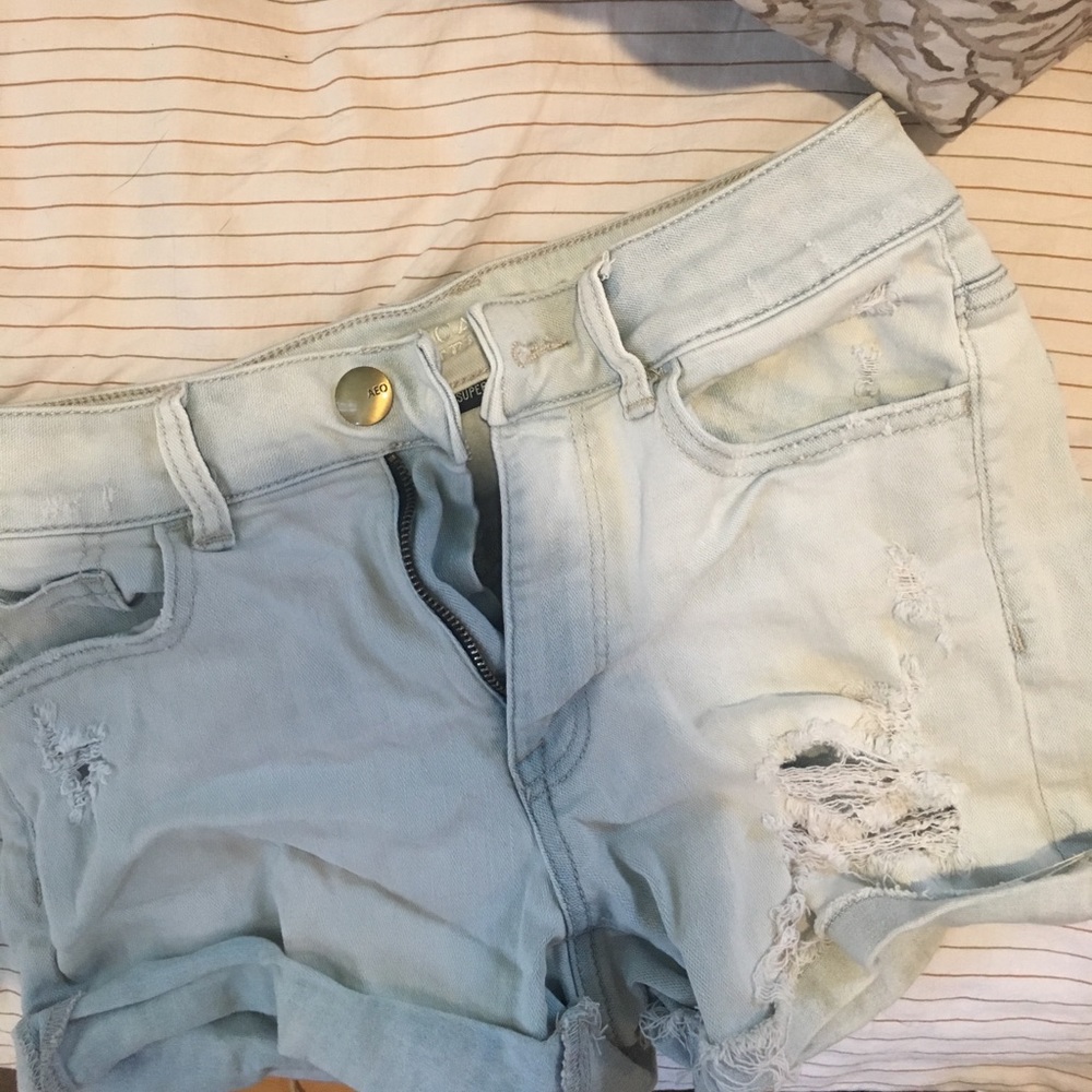 American Eagle hi rise shortie denim shorts