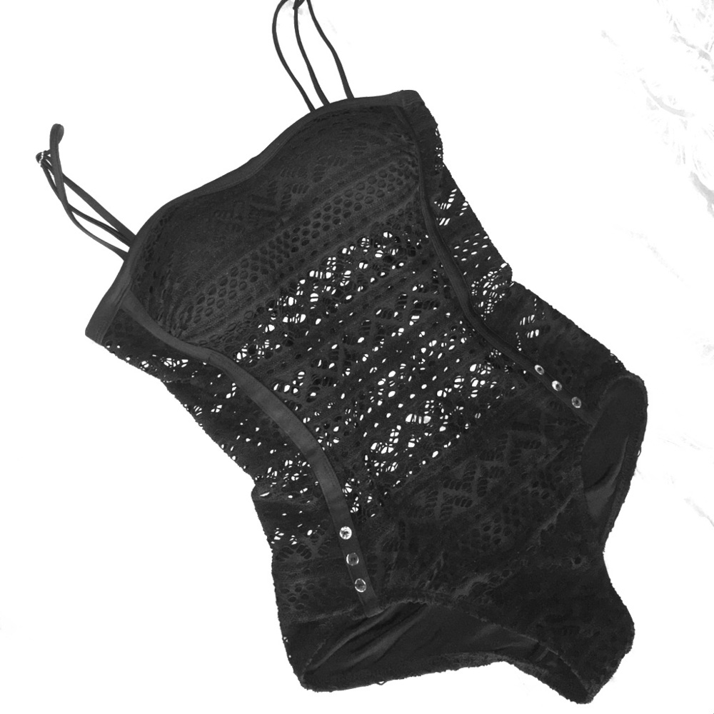 Black crochet monokini
