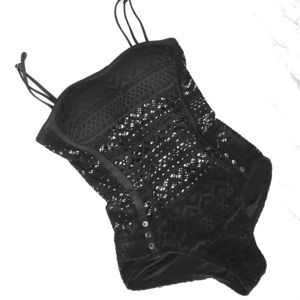 Black crochet monokini