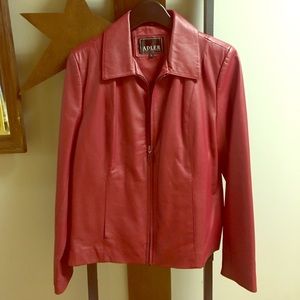 Red 100% Leather Moto Jacket
