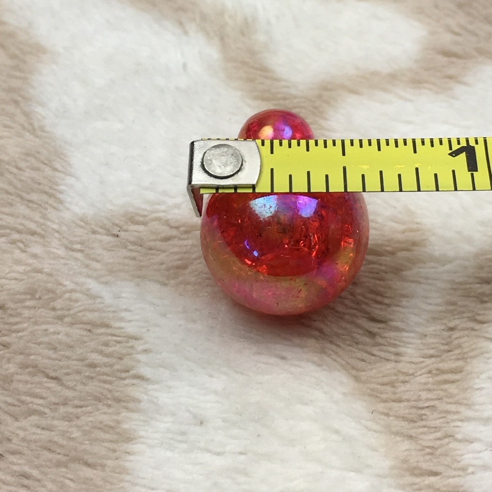 Red Iridescent Double Stud Earrings - Picture 7 of 7