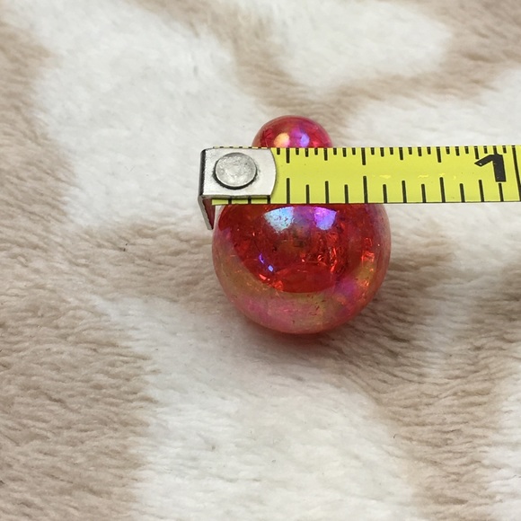 Red Iridescent Double Stud Earrings - Picture 7 of 7