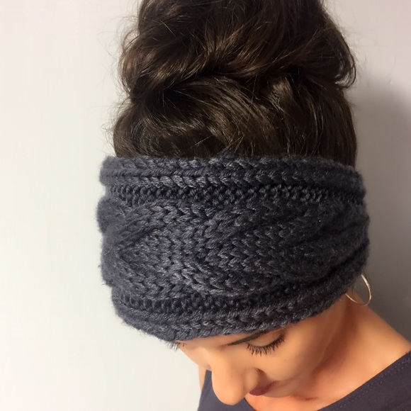 Charcoal Gray Knit Head Wrap - Picture 2 of 3