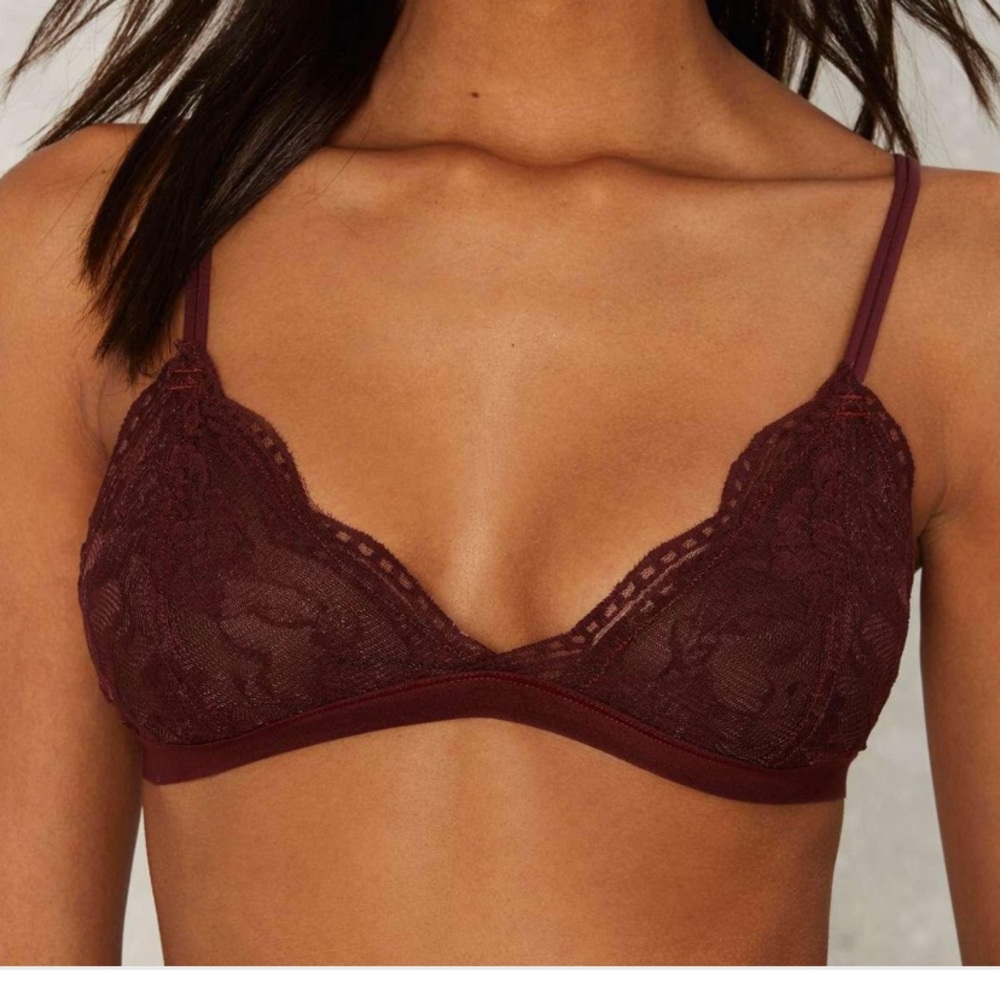 Nasty Gal Brown Donna Lace Bralette - Burgundy