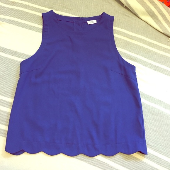 Tobi Tops - Royal Blue Scalloped Tank