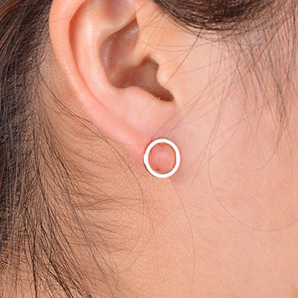 Silver circle earrings - Picture 2 of 2