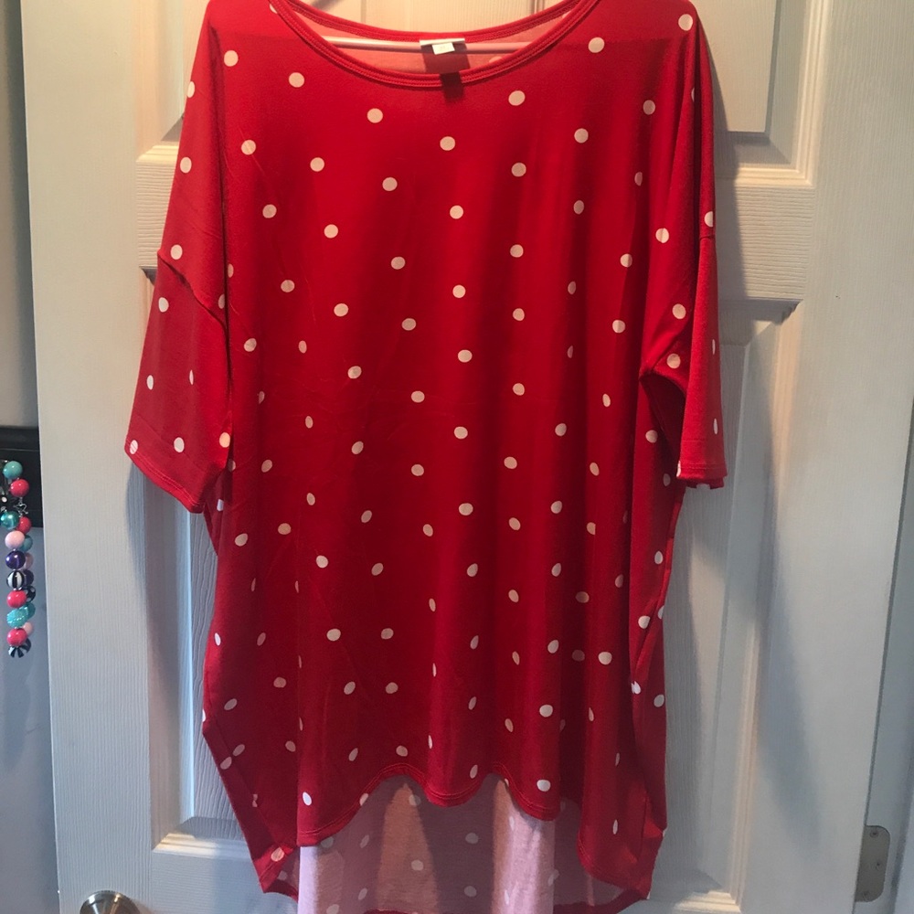 XL Lularoe Irma Red with white polka dots