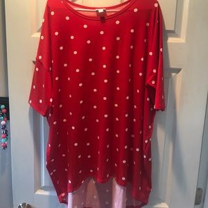 XL Lularoe Irma Red with white polka dots