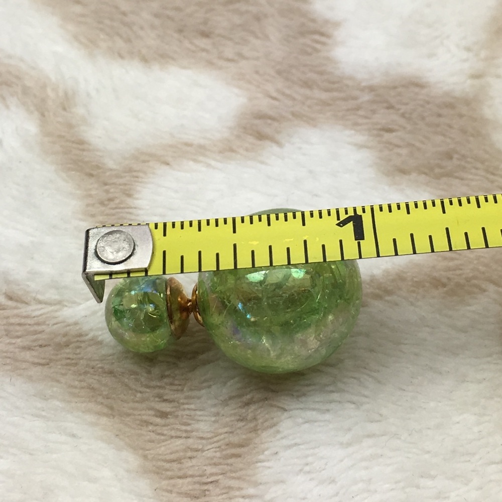 Green Double Stud Earrings - Picture 6 of 7