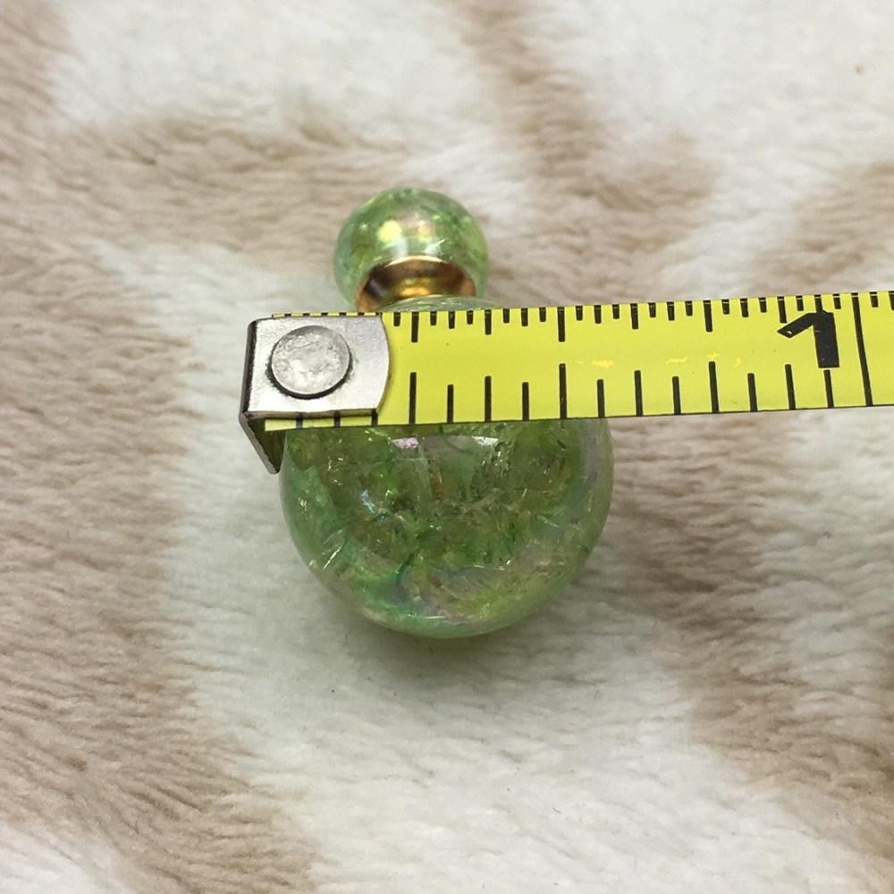 Green Double Stud Earrings - Picture 7 of 7