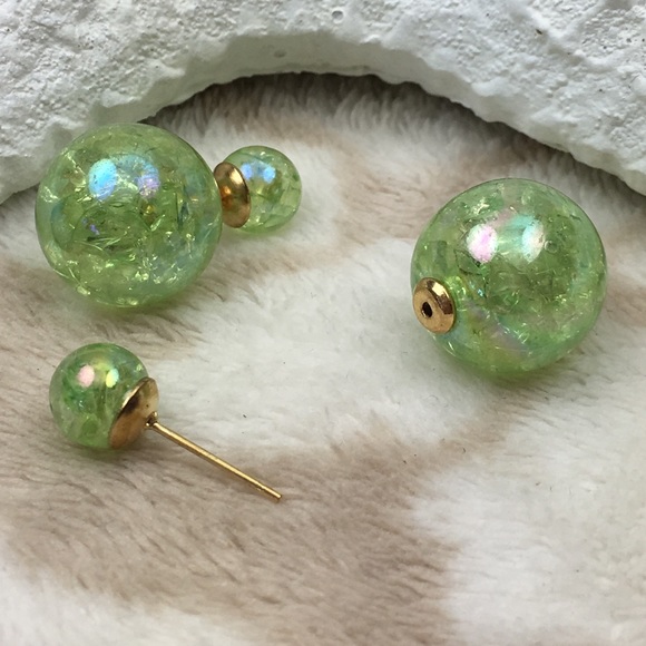 Green Double Stud Earrings - Picture 3 of 7