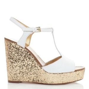 Kate Spade Gold Glitter Wedges
