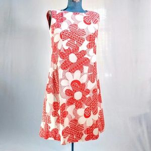 Vintage 1960s handmade orange/white mod shift