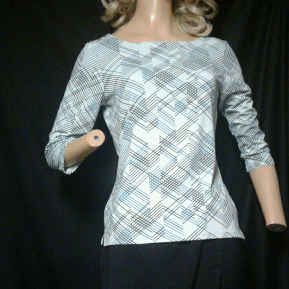 The Limited Light Blue Top with Geometric Print