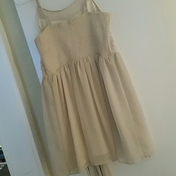 Cream Sheer Dress with Lace Flower Detail - Picture 3 of 4