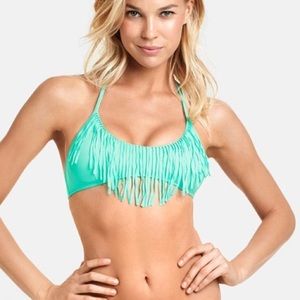 Victoria's Secret Aqua Fringe Halter Top