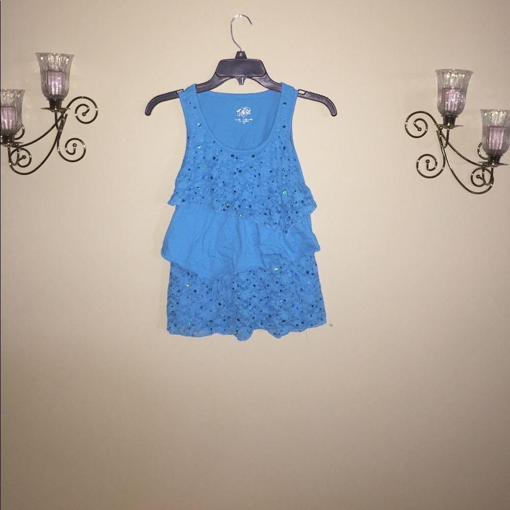 Justice sparkly Blue layered tank