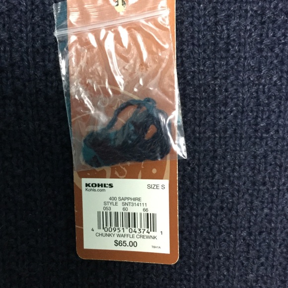 Sonoma Crewneck Knit Sweater S Navy Padded Elbow - Picture 3 of 4