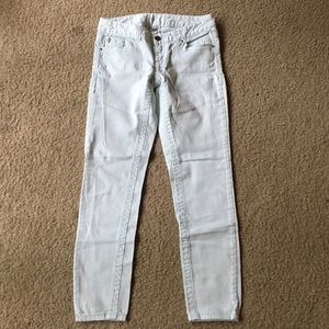 Mint colored ankle jeans