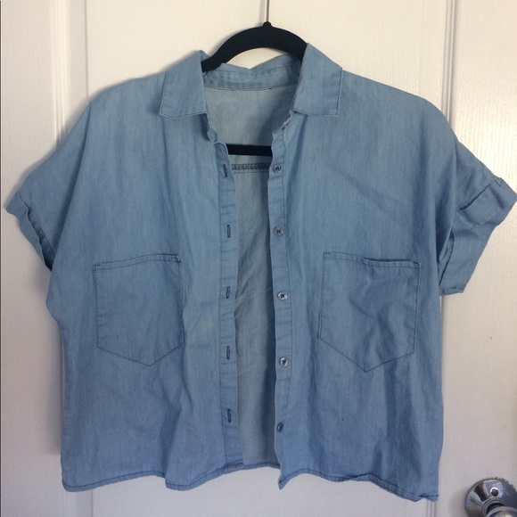 blue cotton button down shirt - Picture 1 of 2