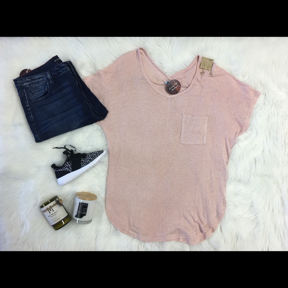 Oversized Dusty Pink Pocket Tee