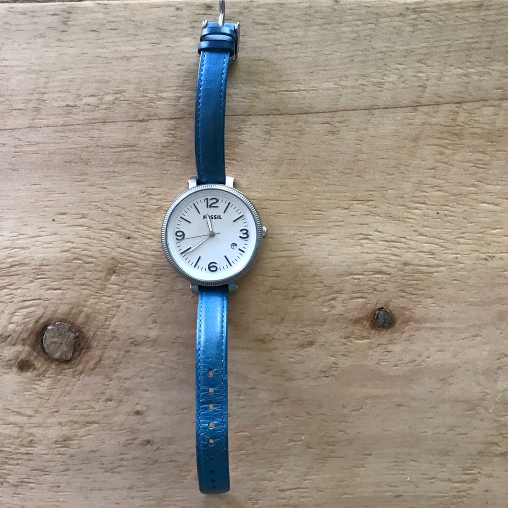Blue Leather Fossil Watch
