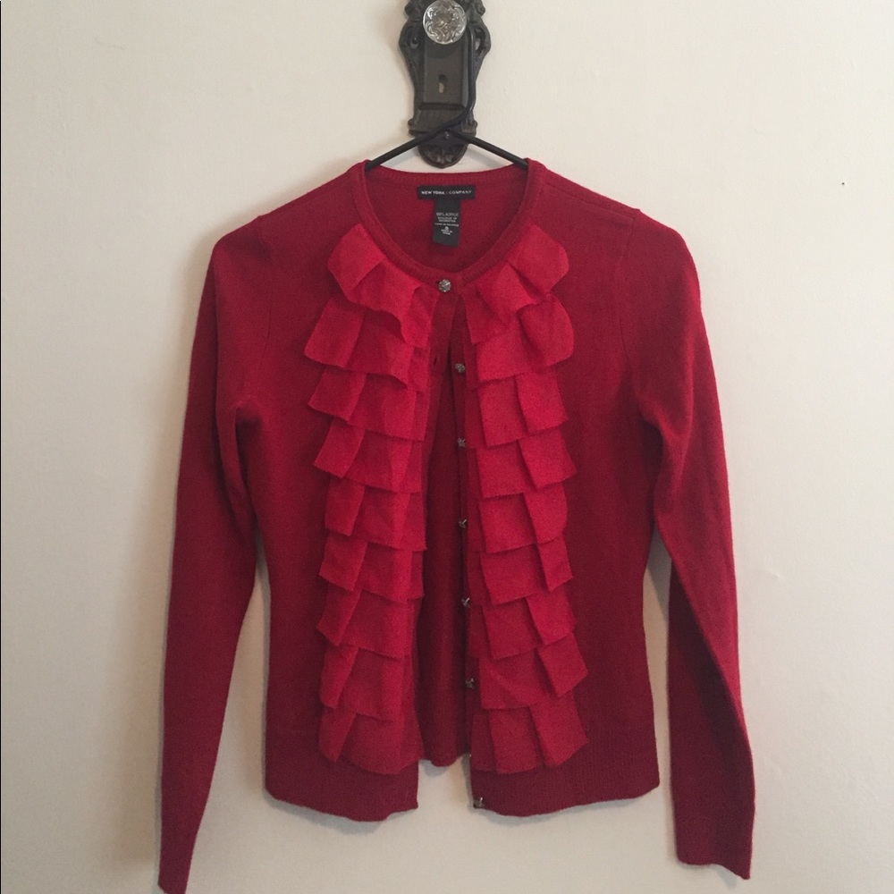 Red cardigan