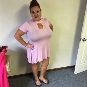 Pink Keyhole Choker Tunic/Minidress NWT 1X 2X 3X