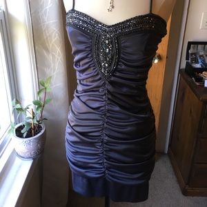 Steel Blue Beaded Dress by Deb