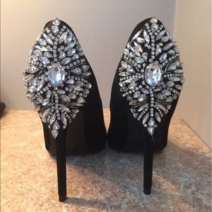 Black Bejeweled Heels