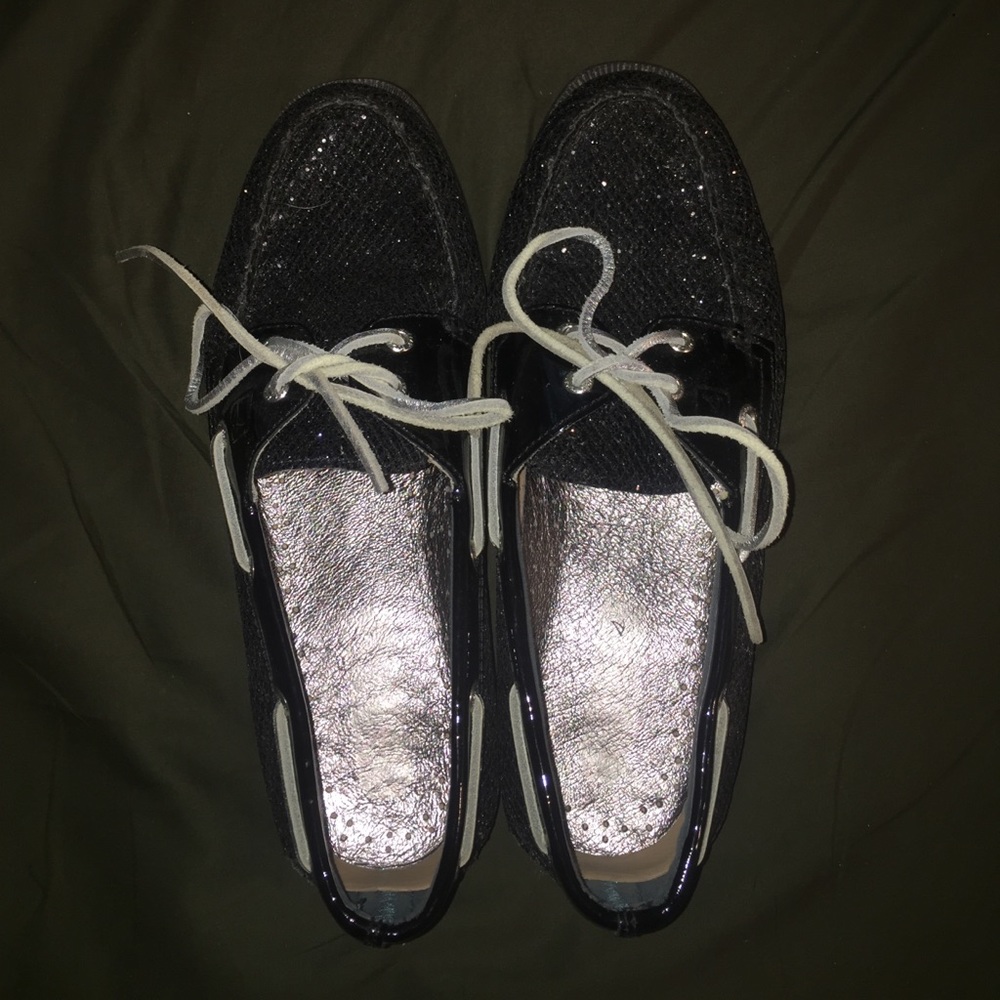 Sperry top-siders black and sparkly