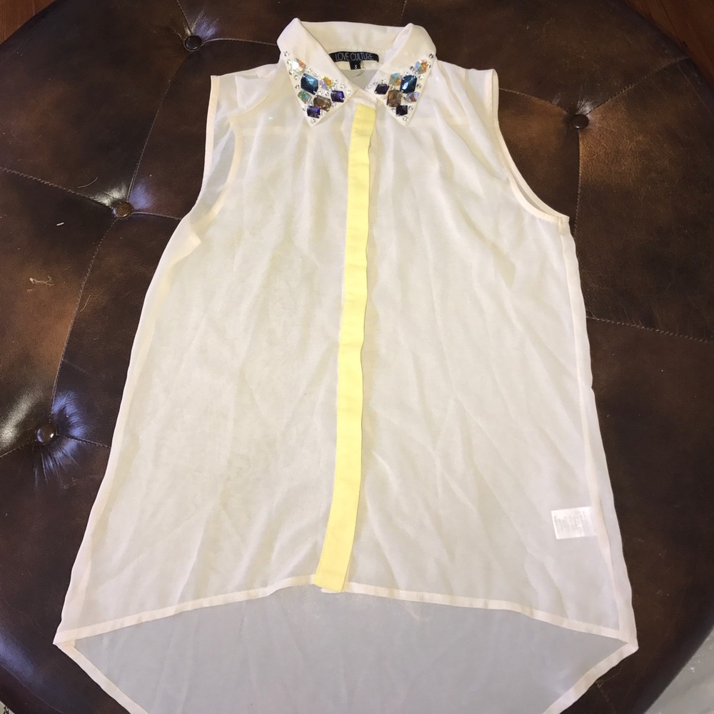 See through bejeweled button up