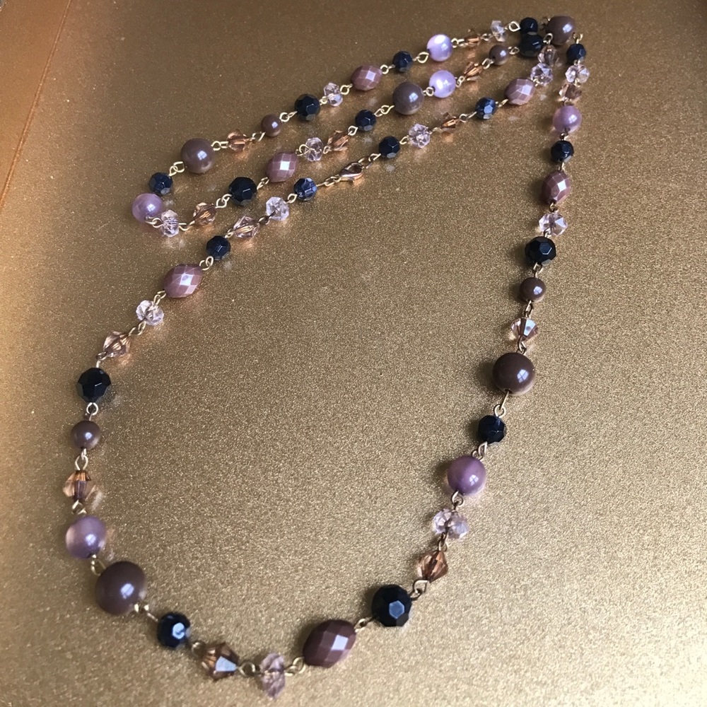 Forever 21 purple beaded gold chain necklace