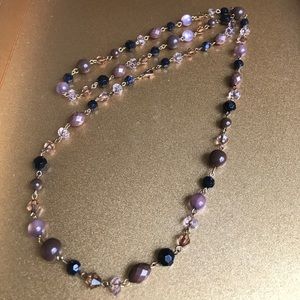 Forever 21 purple beaded gold chain necklace