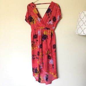 Floral Surplice Dress
