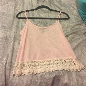 Light pink crop top with lace