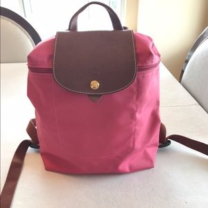 Pink Longchamp backpack