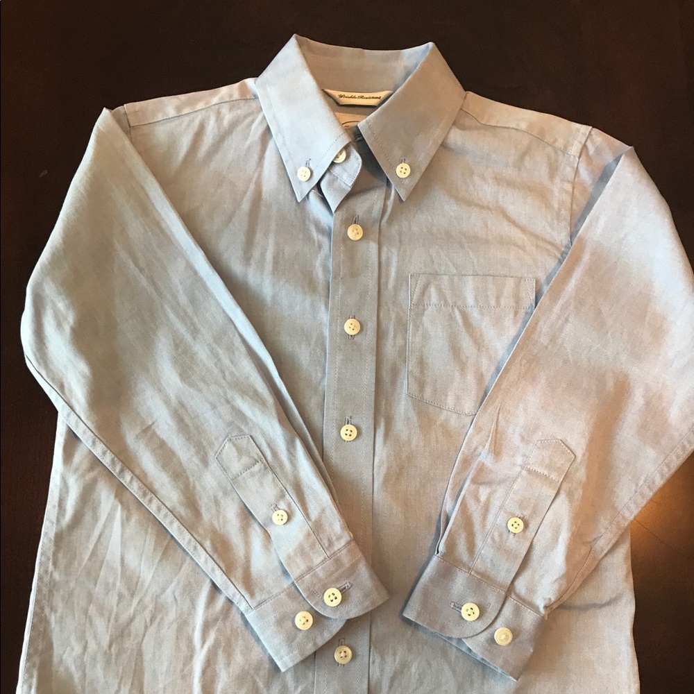 Talbots boy blue dress button down shirt