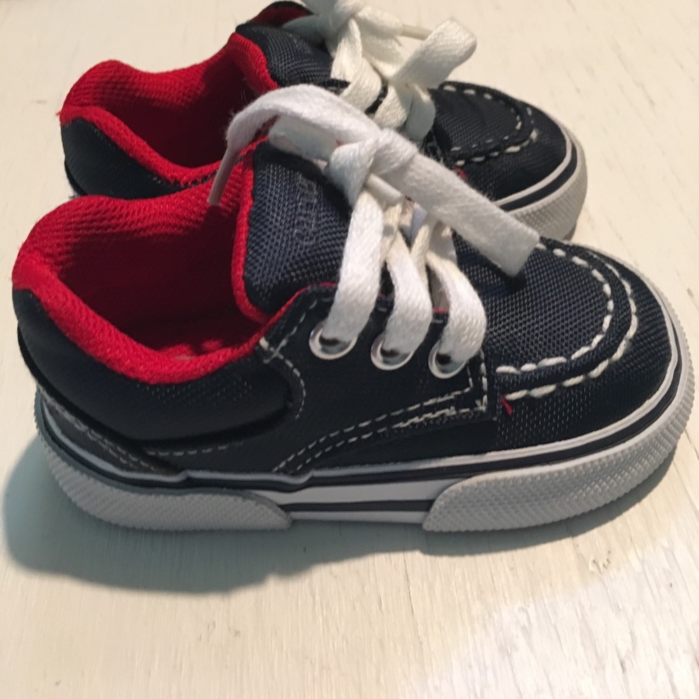 Never worn-Carters navy blue and white baby shoes