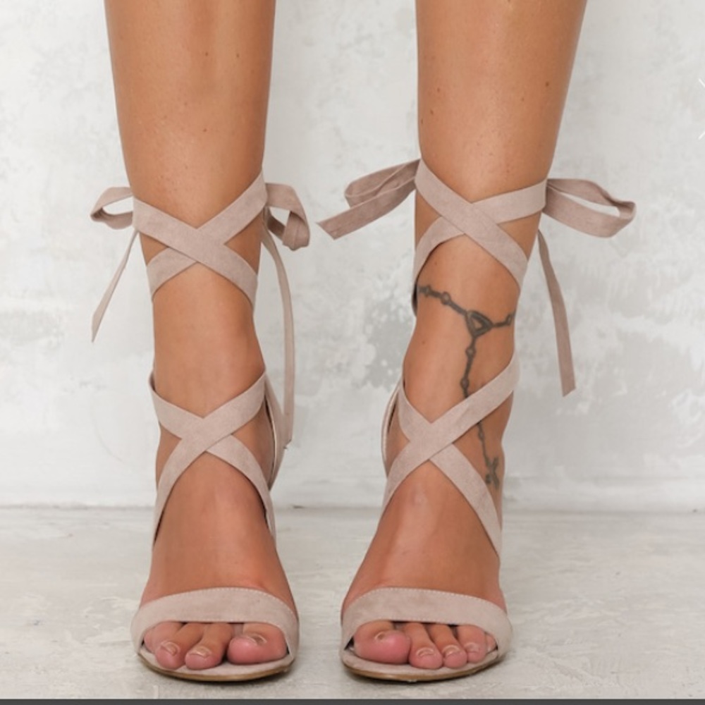 Mink Lipstick Gael Heels- Lace Up Suede ✨