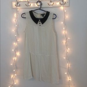 Collared Cream & Black Poka-Dot Dress