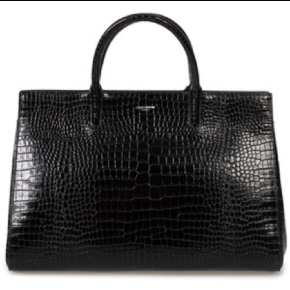 Vegan black croc handbag