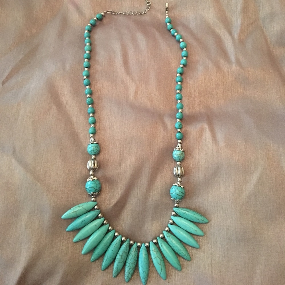 Summer Turquoise/Silver Statement Necklace