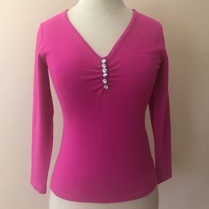 Michael Kors Pink Long Sleeve Top with Rhinestones