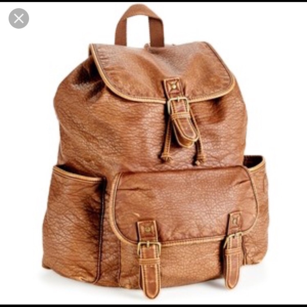 Dark Brown faux leather backpack