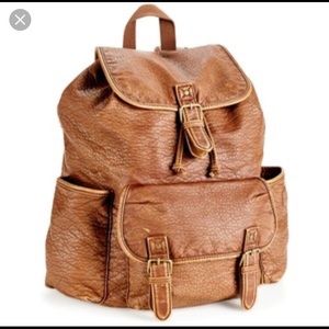 Dark Brown faux leather backpack