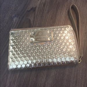 Kate Spade mirror gold wristlet